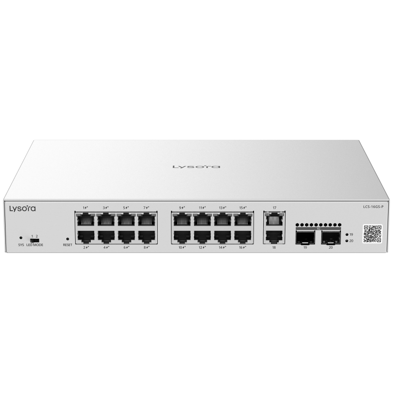 LCS-16GS-P : 16-Port Cloud Managed PoE Switch with 250W PoE Budget