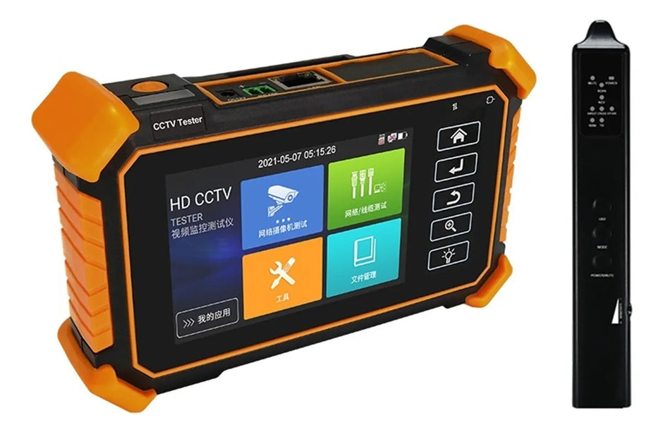 The OCB-IPC-1910 Plus CCTV Security Camera Tester, 8MP, CVI, TVI, AHD, Analog, POE, Digital Cable, UTP, IP Camera Test.