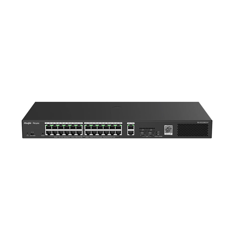RG-ES228GS-P : 28-Port Gigabit Cloud-Managed PoE+ Switch for Advanced CCTV and Security Networks