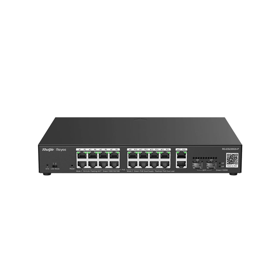 RG-ES220GS-P : 20-Port Gigabit Smart Cloud-Managed PoE Switch