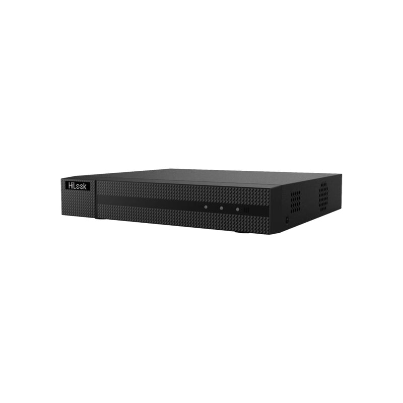 DS-HilookI-DVR-216Q-K1 (S) : 16-ch 1080p 1U H.265 video compression supports various inputs, audio via coaxial, up to 24 IP cameras, and 10 TB HDD.