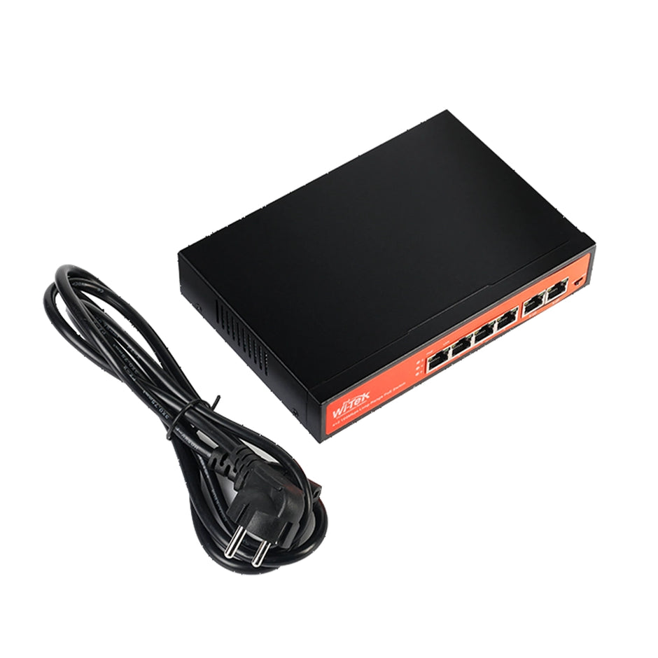 WI-PS205 : 4-Port Fast Ethernet Hi-PoE Switch with 2 Uplink Ports and Smart CCTV Mode
