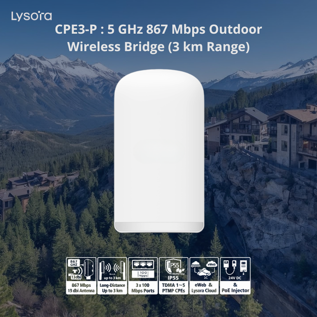 CPE3-P : 5 GHz 867 Mbps Outdoor Wireless Bridge (3 km Range)