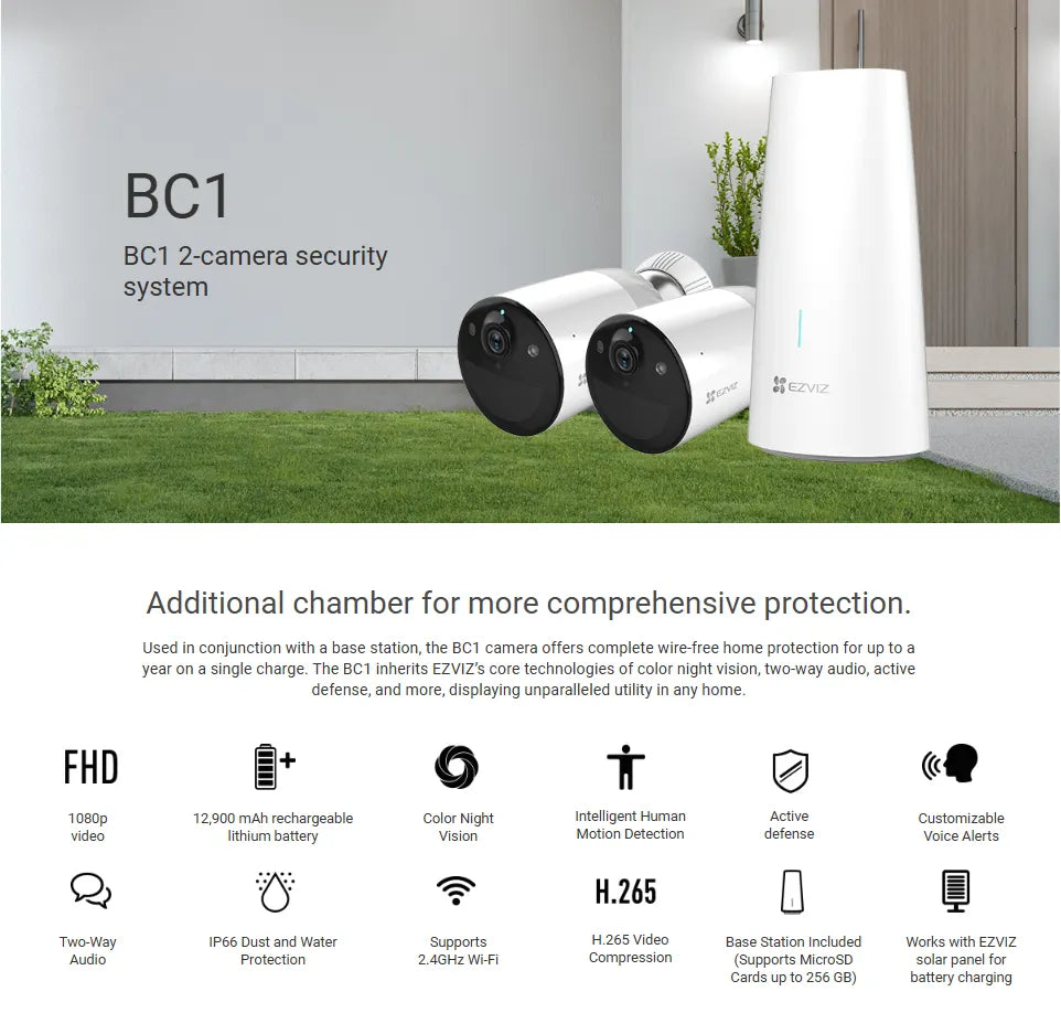 CS-BC1-B2-B0 : Wire-Free 4K Ultra HD Outdoor Smart Security Camera