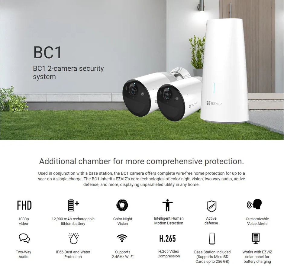 CS-BC1-B2-B0 : Wire-Free 4K Ultra HD Outdoor Smart Security Camera