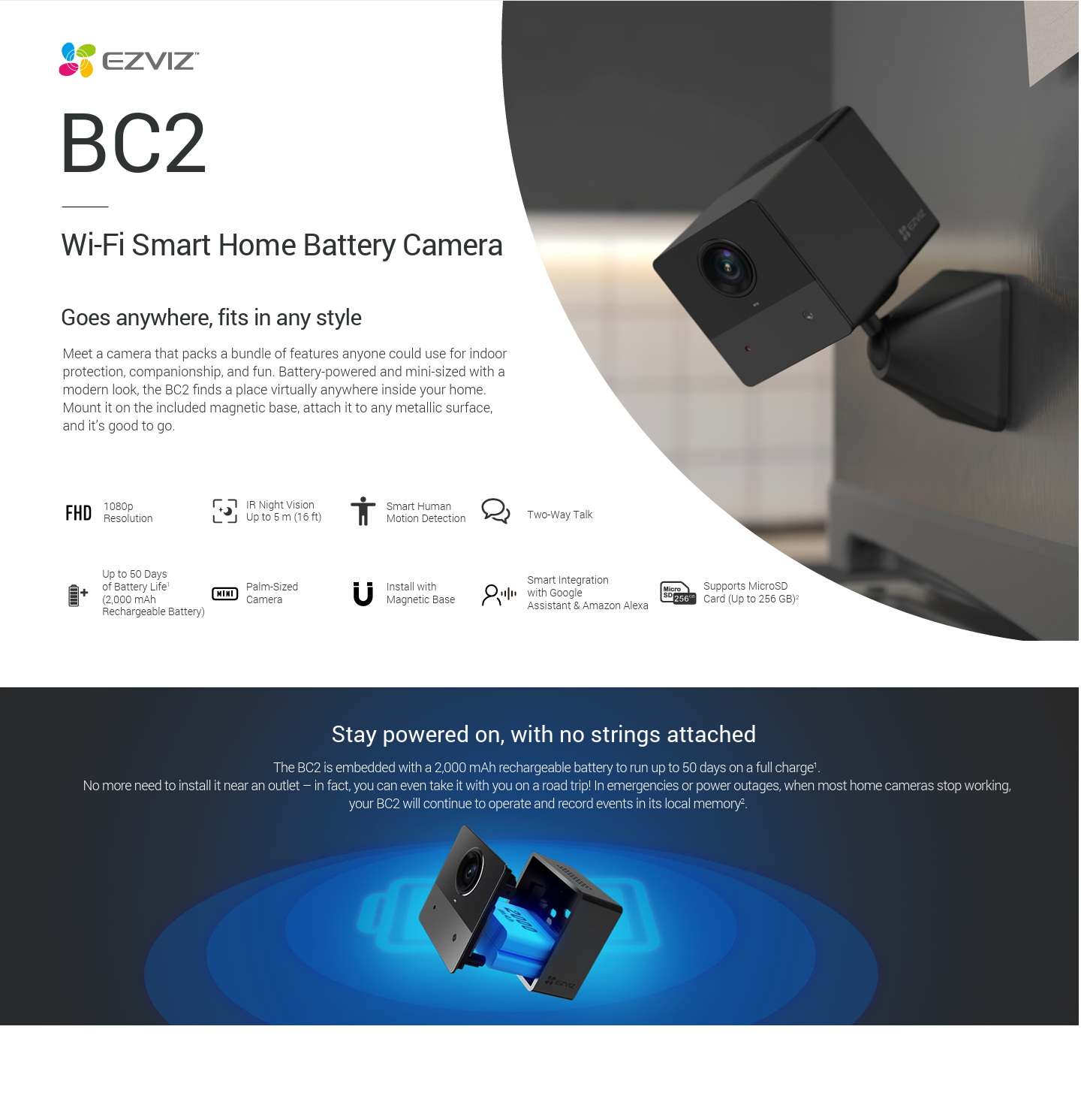 CS-BC2-A0-2C2WPFB : EZVIZ BC2 Wi-Fi Smart Home Battery Camera