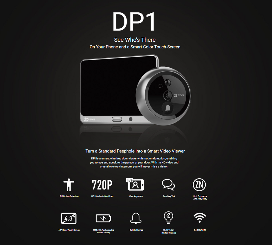 CS-CV336-A0-4A1WPFBSR : EZVIZ DP1 Smart Video Peephole Viewer