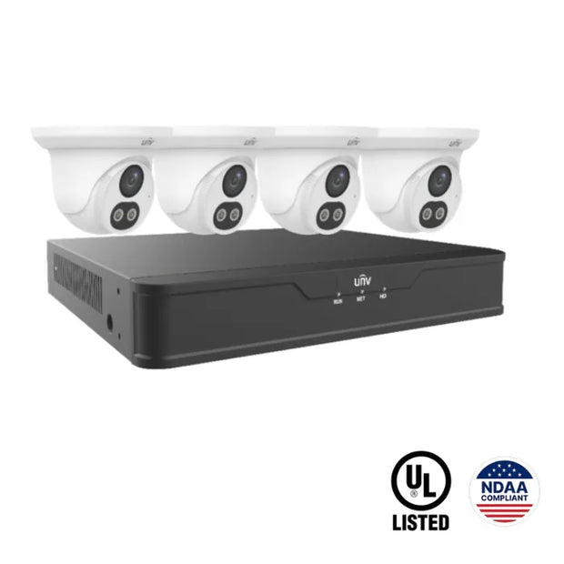 EK-S31P4DLT44T1 : 4MP Dual Light 4-Channel Surveillance Kit with (4) Turret Cameras, 4K NVR and 1TB HDD (NDAA Compliant)