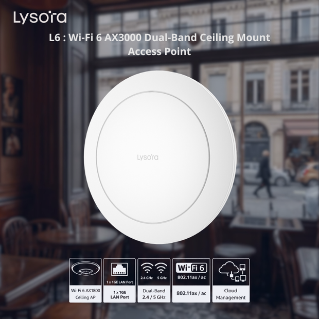L6 : Wi-Fi 6 AX3000 Dual-Band Ceiling Mount Access Point