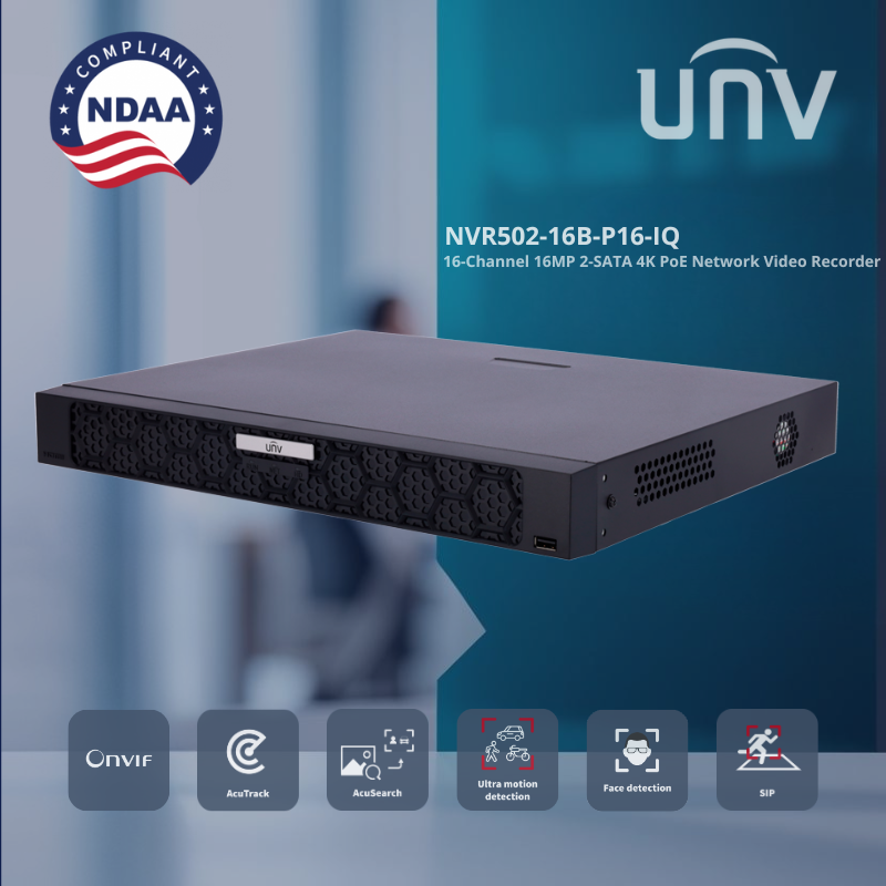 NVR502-16B-P16-IQ : 16-Channel 16MP 2-SATA 4K PoE Network Video Recorder