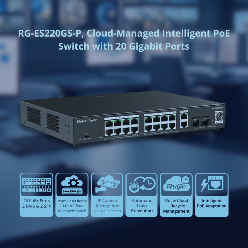 RG-ES220GS-P : 20-Port Gigabit Smart Cloud-Managed PoE Switch