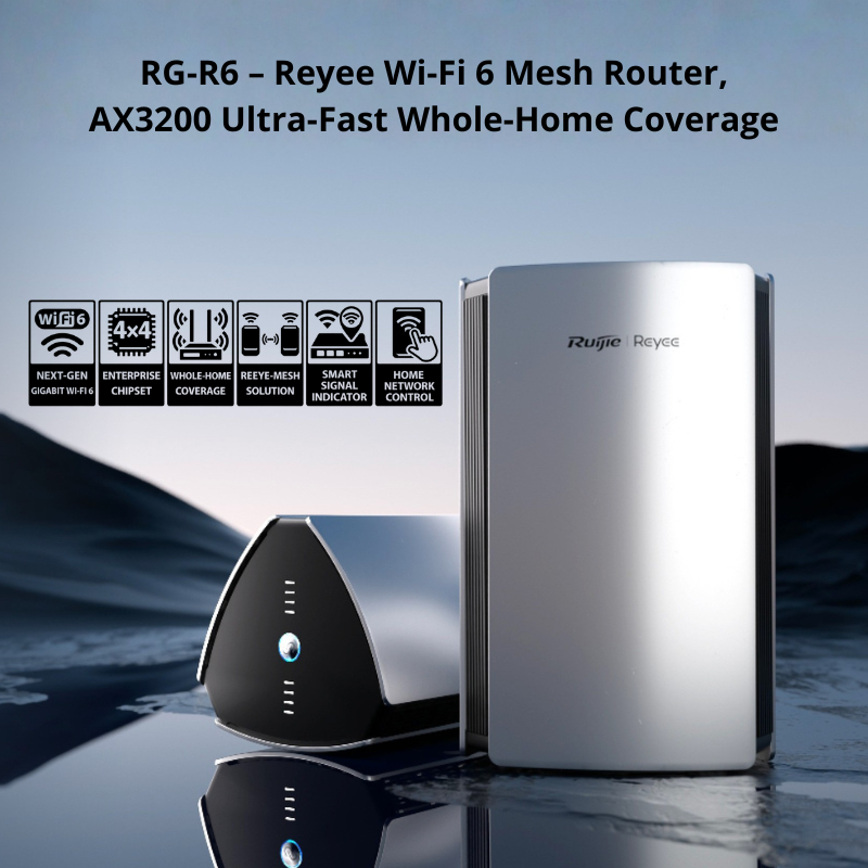 RG-R6 : Reyee Wi-Fi 6 Mesh Router, AX3200 Ultra-Fast Whole-Home Coverage