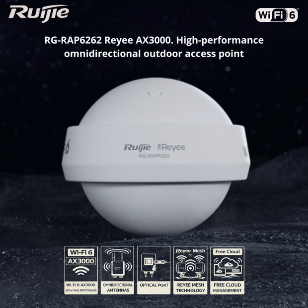 RG-RAP6262 : Reyee AX1800 High-Performance Outdoor Omni-Directional Wi-Fi 6 Access Point