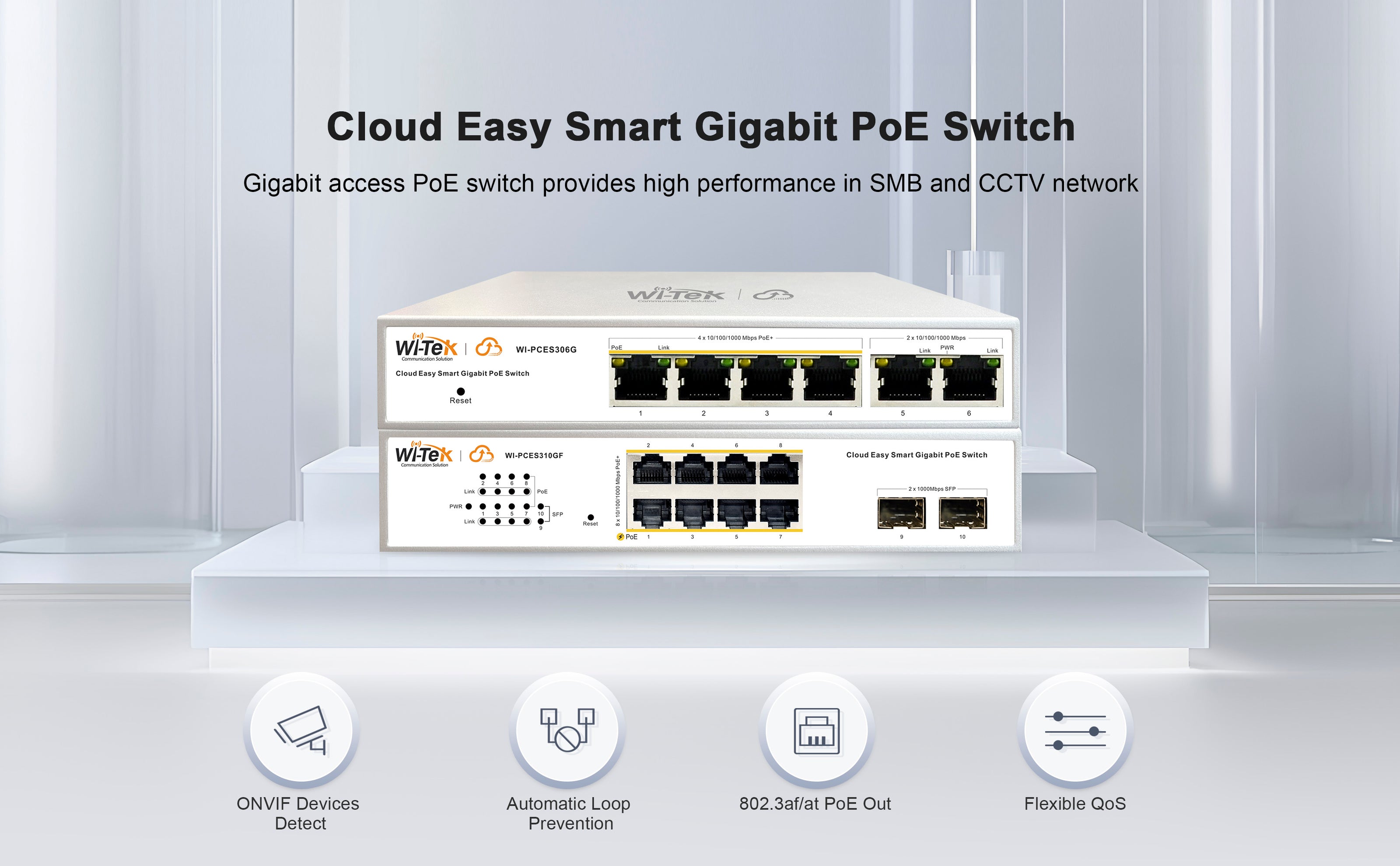 WI-PCES310GF (V2) – 8-Port Gigabit PoE+ Cloud-Managed Smart Switch with Dual SFP Uplinks