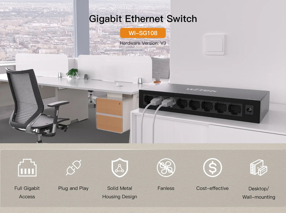 WI-SG108 (V3) : 8-Port Gigabit Unmanaged Ethernet Switch
